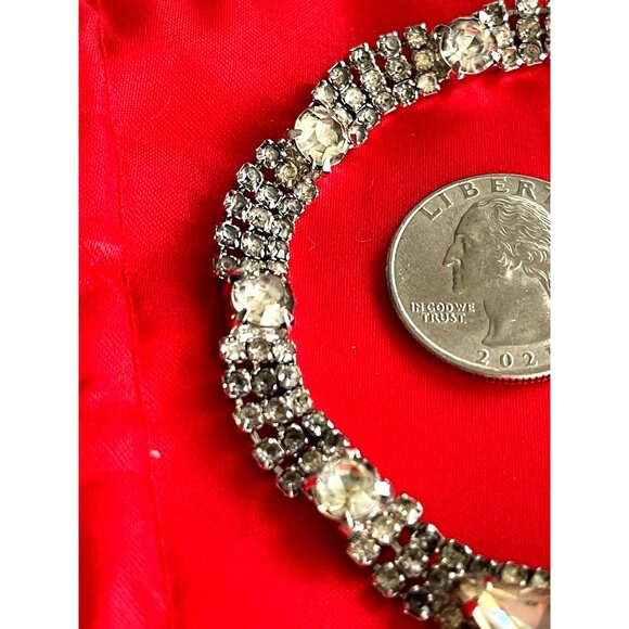 Vintage Kramer Of New York Bracelet Silver Tone Clear Rhinestone Safety Chain 7" - Picture 5 of 11
